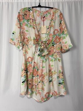 NWT Anthropologie Raga Boho Garden Party Floral Tie-Front Dress Medium
